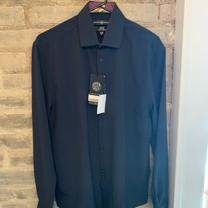 NAVY BLUE BUTTON DOWN LONG SLEEVE DRESS SHIRT